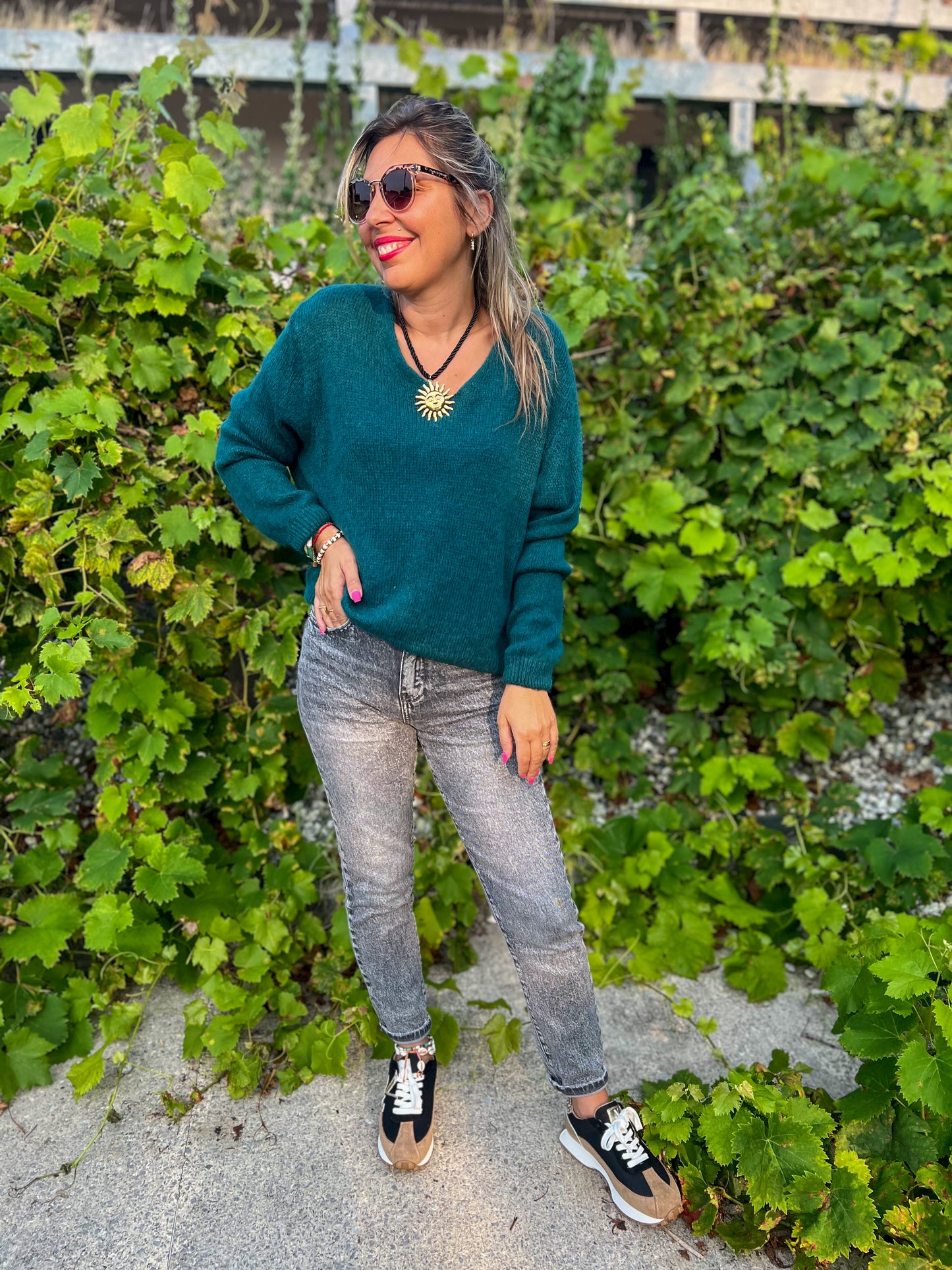 Pull Coco alpaga petrole