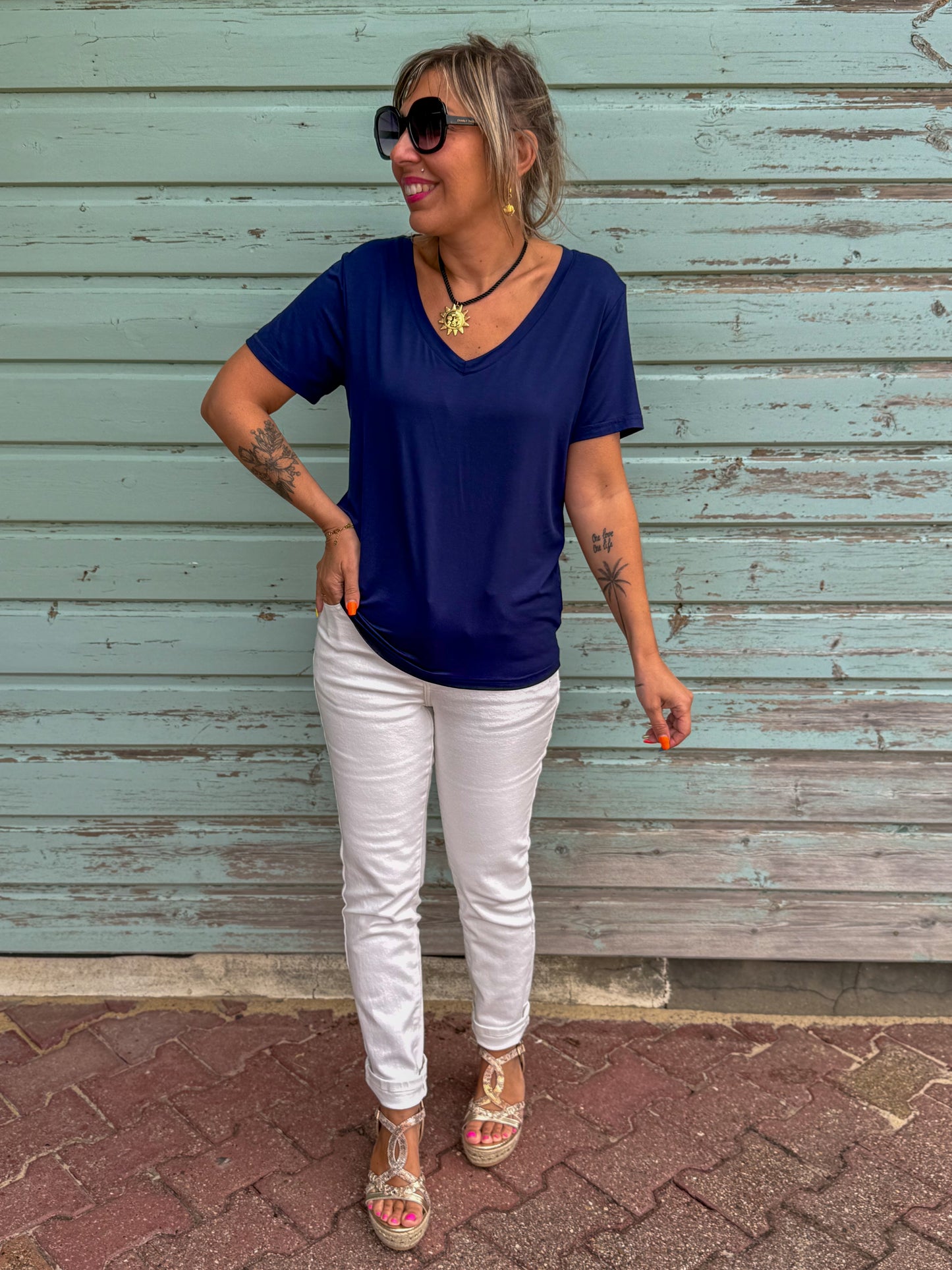 Top fluide ALIZÉE bleu marine