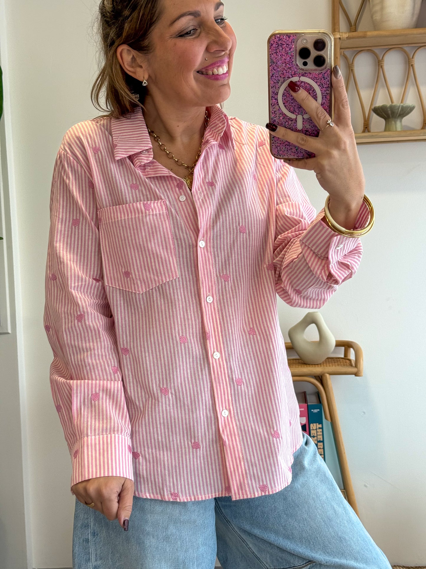 Chemise cœurs DOUX rose