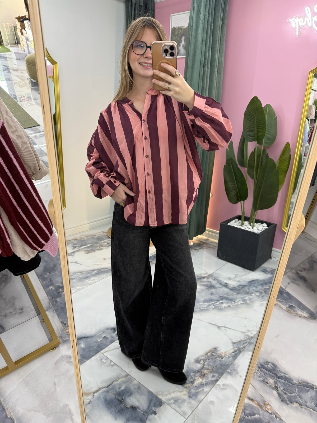 Chemise TARA prune/rose