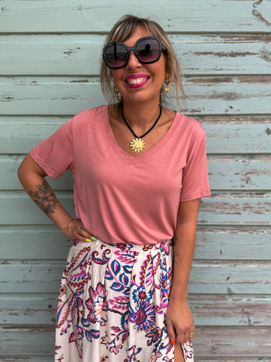 Top fluide ALIZÉE vieux rose