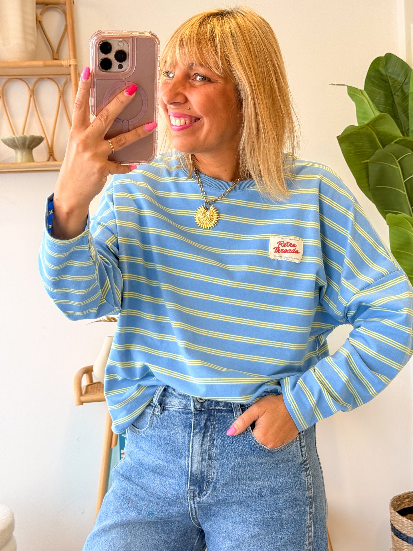 T-shirt manches longues RÉTRO Bleu