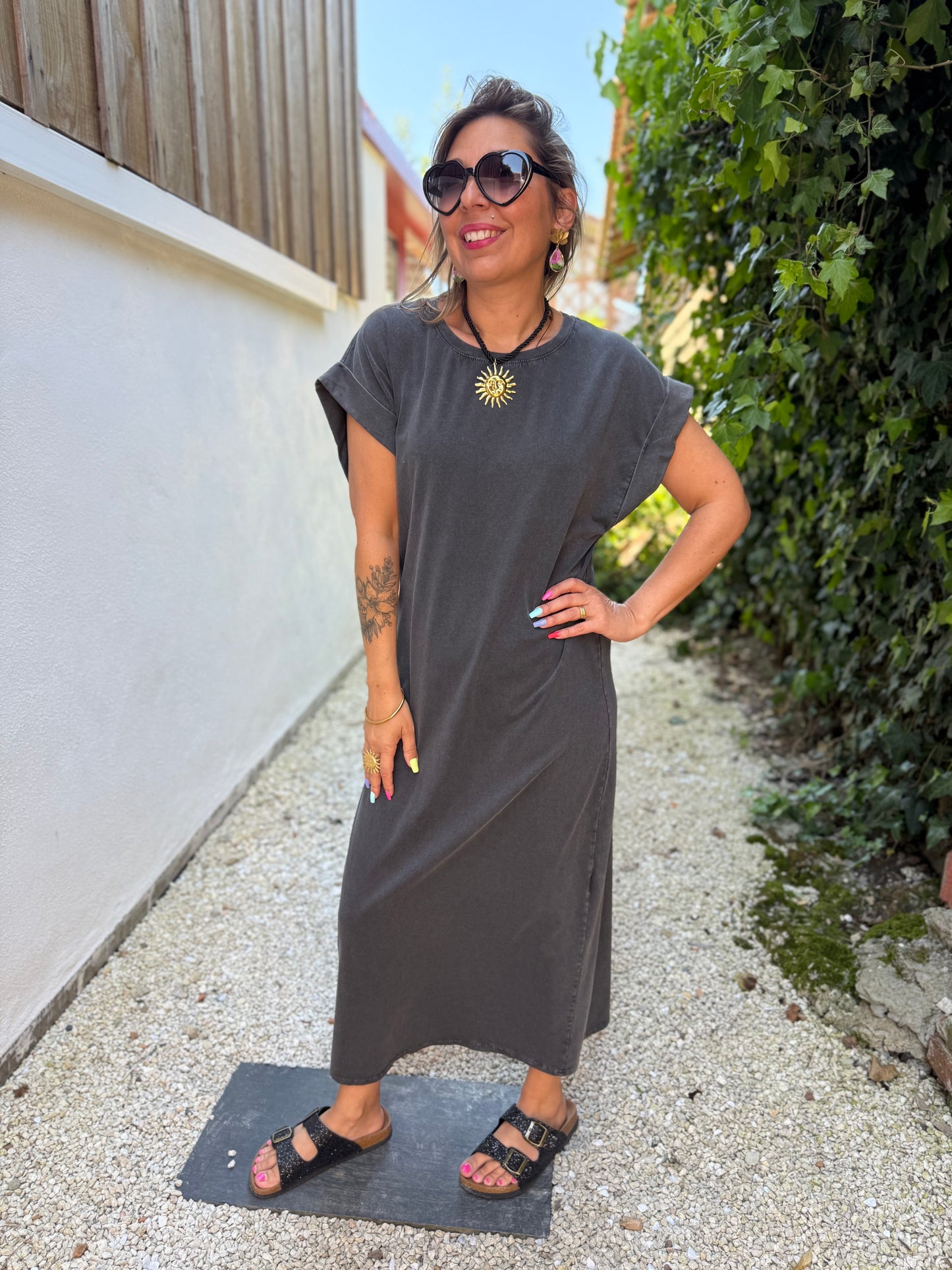 Robe SUNSHINE noir délavé