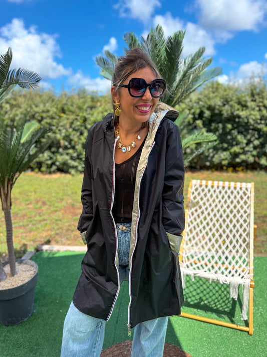 Parka réversible long LAURE noir