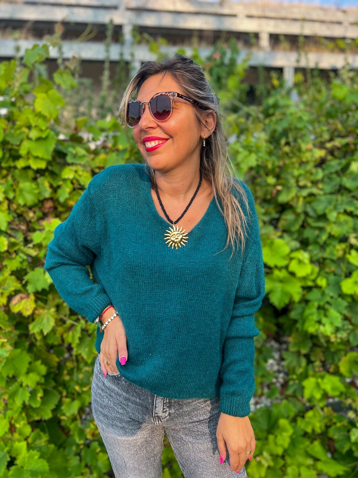 Pull Coco alpaga petrole