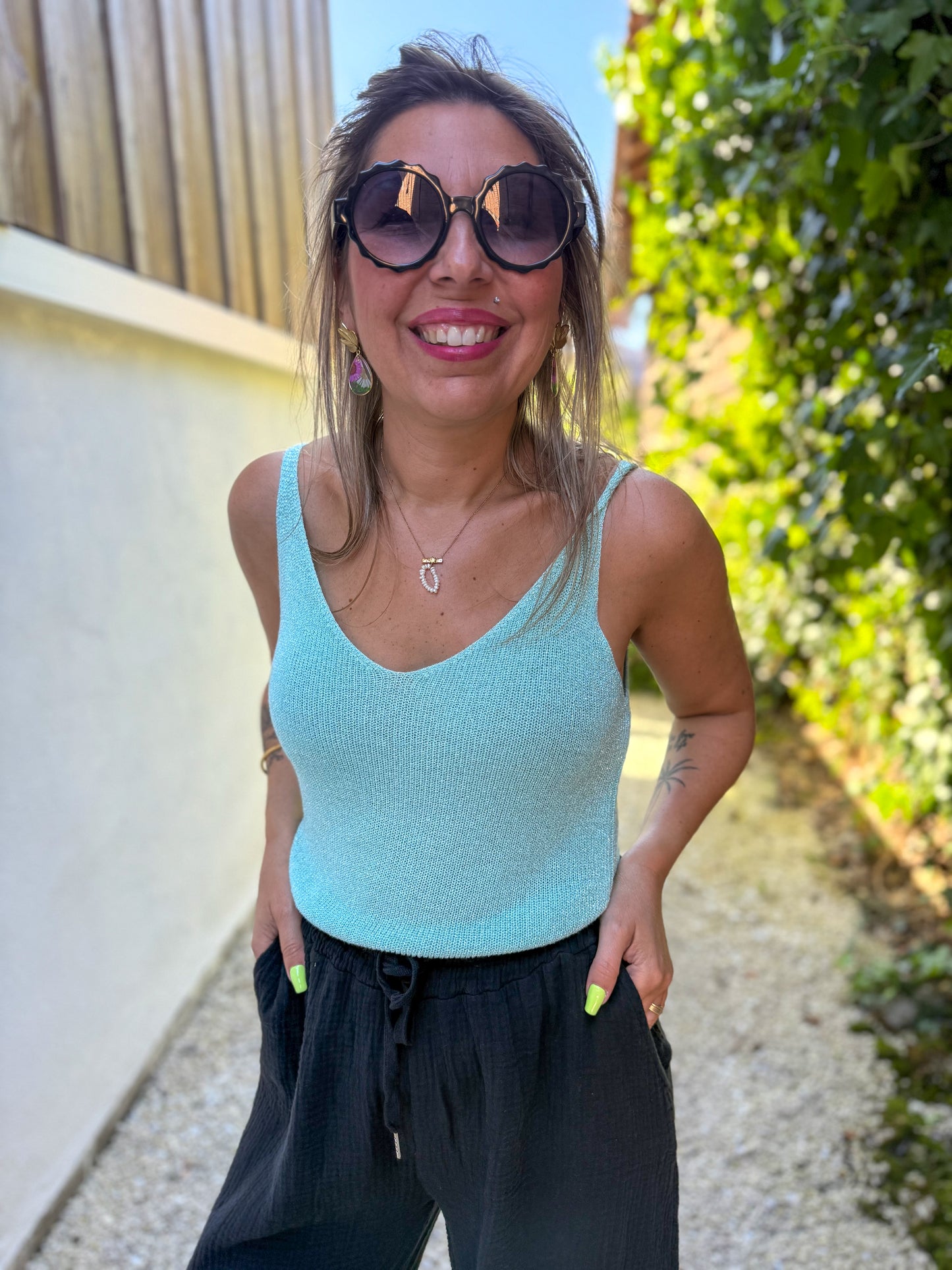 Top SHINE bleu turquoise