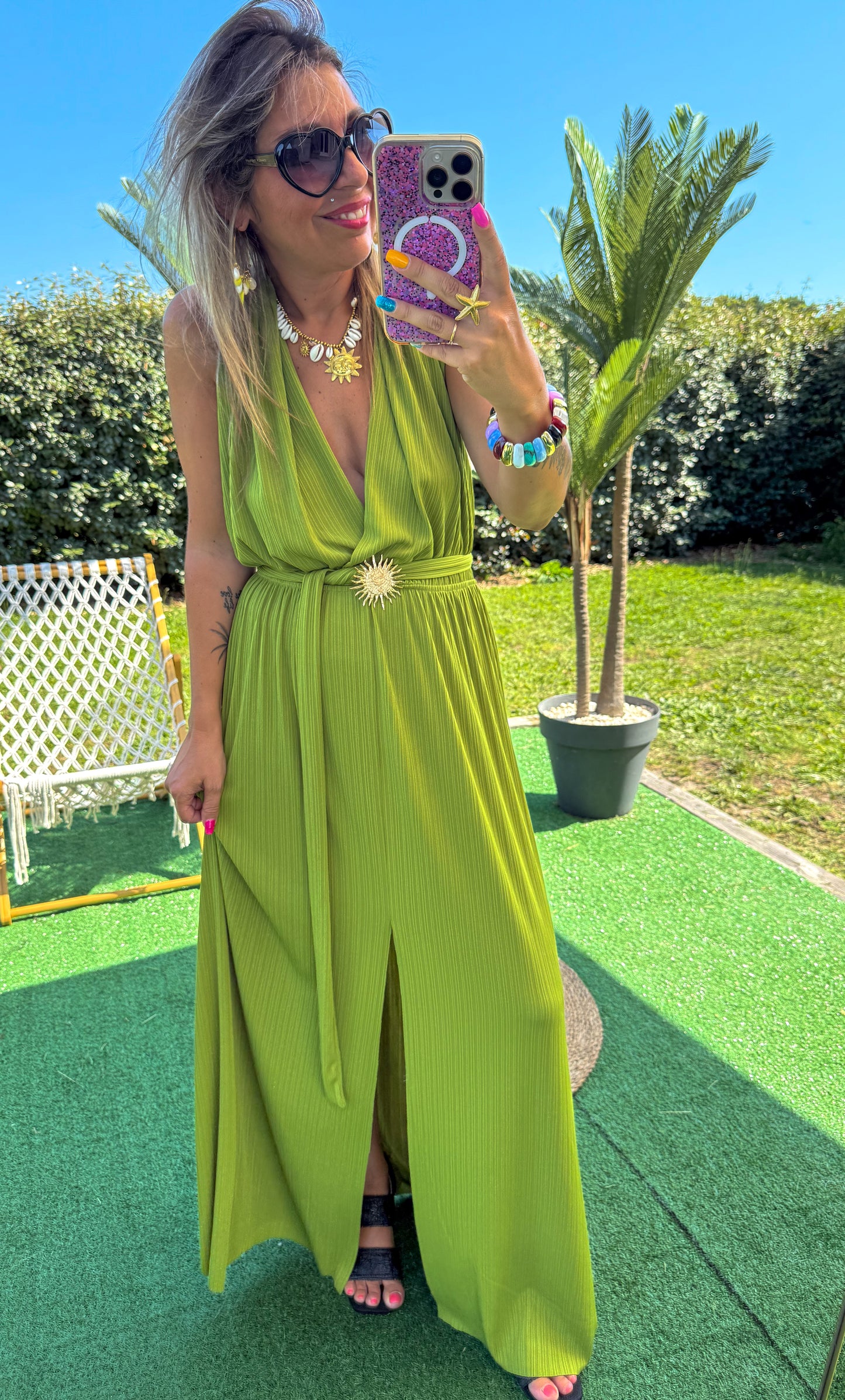 Robe SOLARIA vert anis
