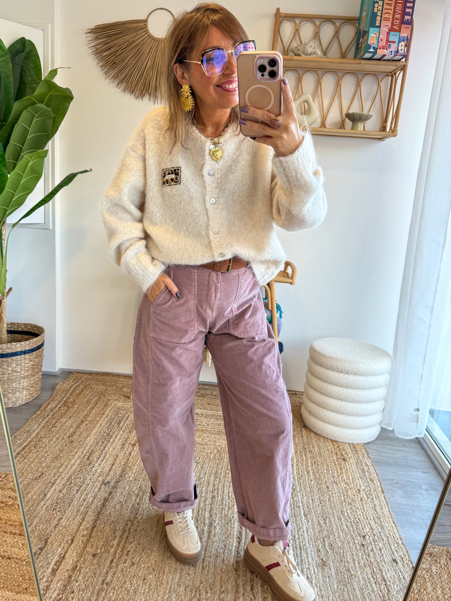 Pantalon ROMA VELOURS Vieux rose