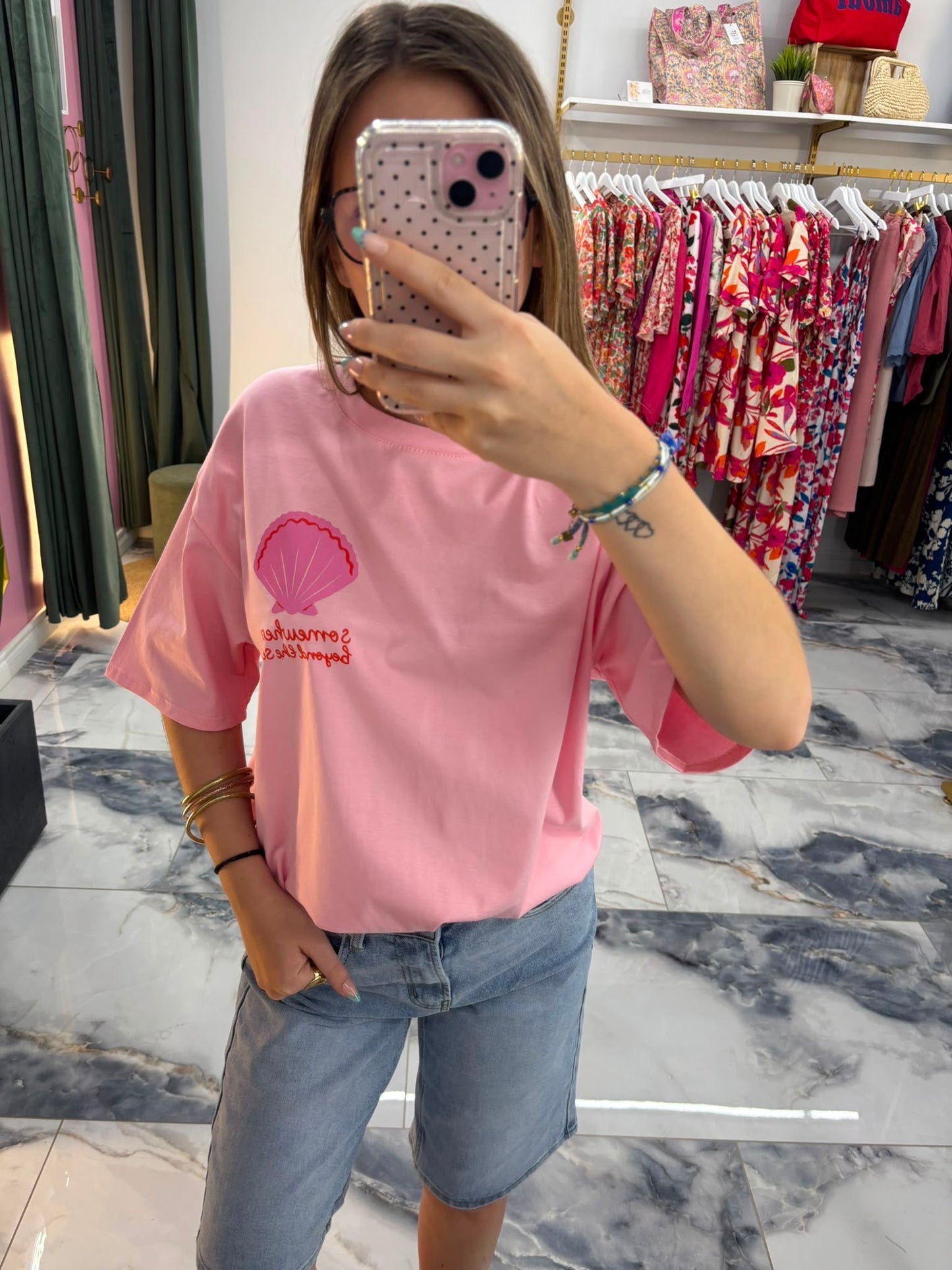 T-shirt Coquillage Rose clair