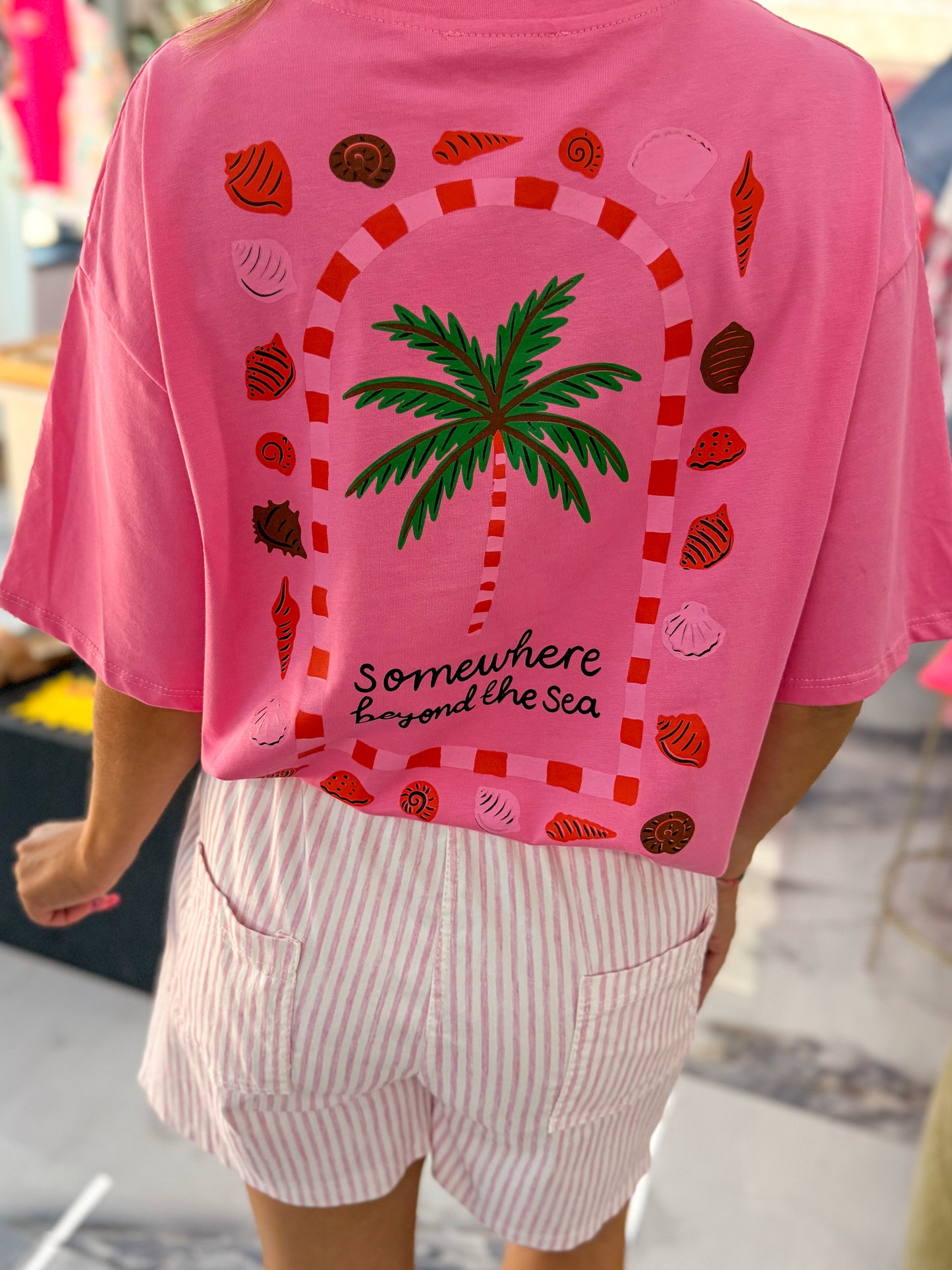 Short LOLY rayures rose