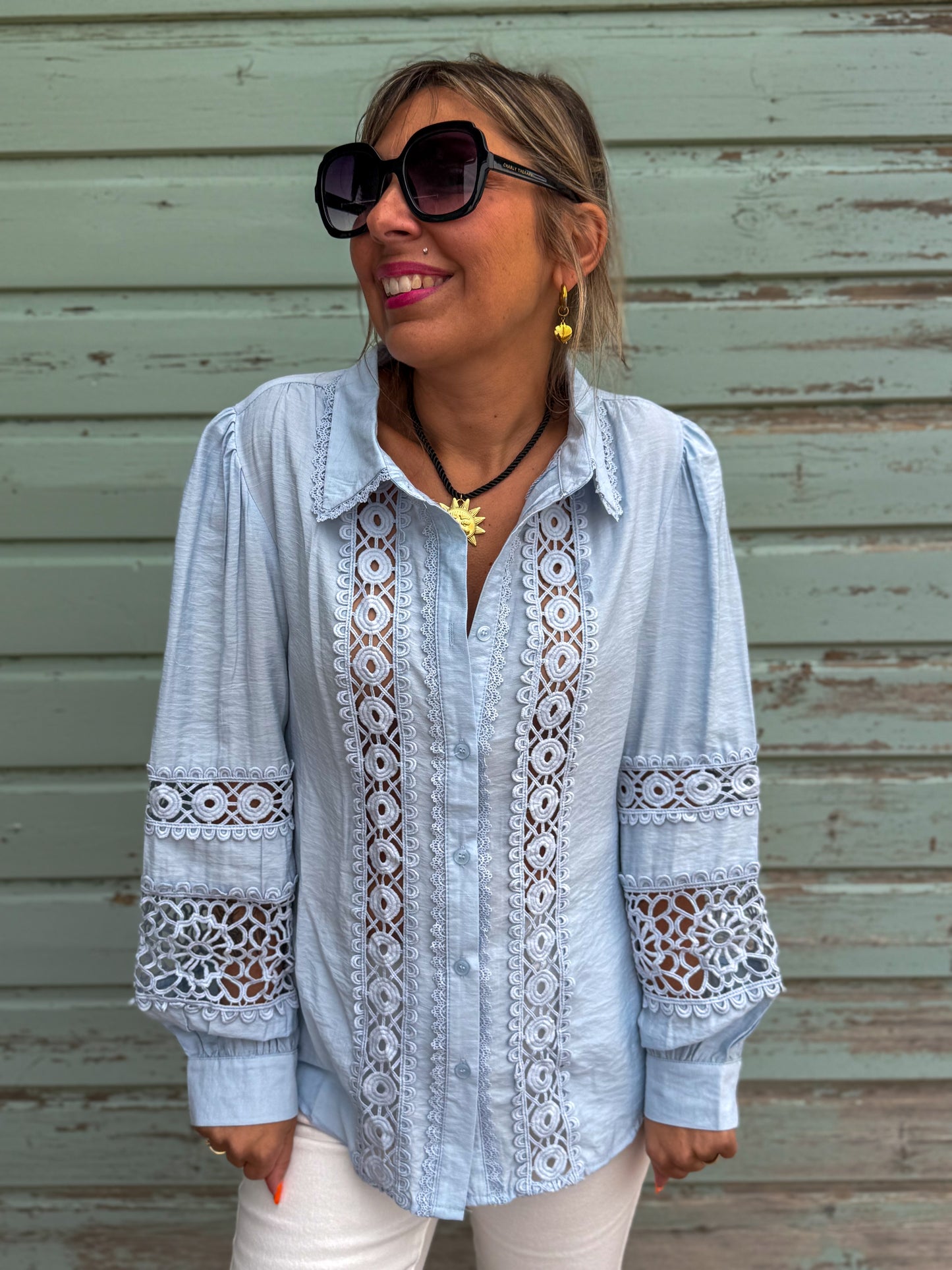 Chemise SOLENE bleu ciel