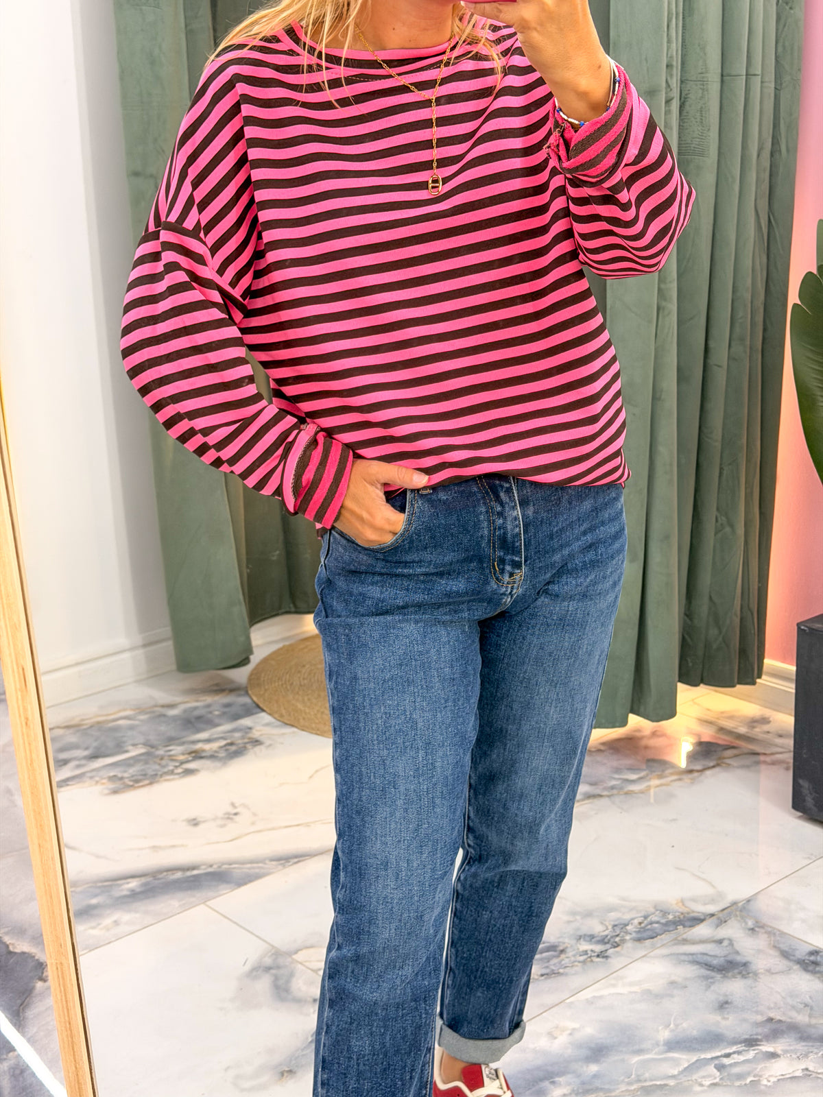 Marinière ZOE Noir/Fushia