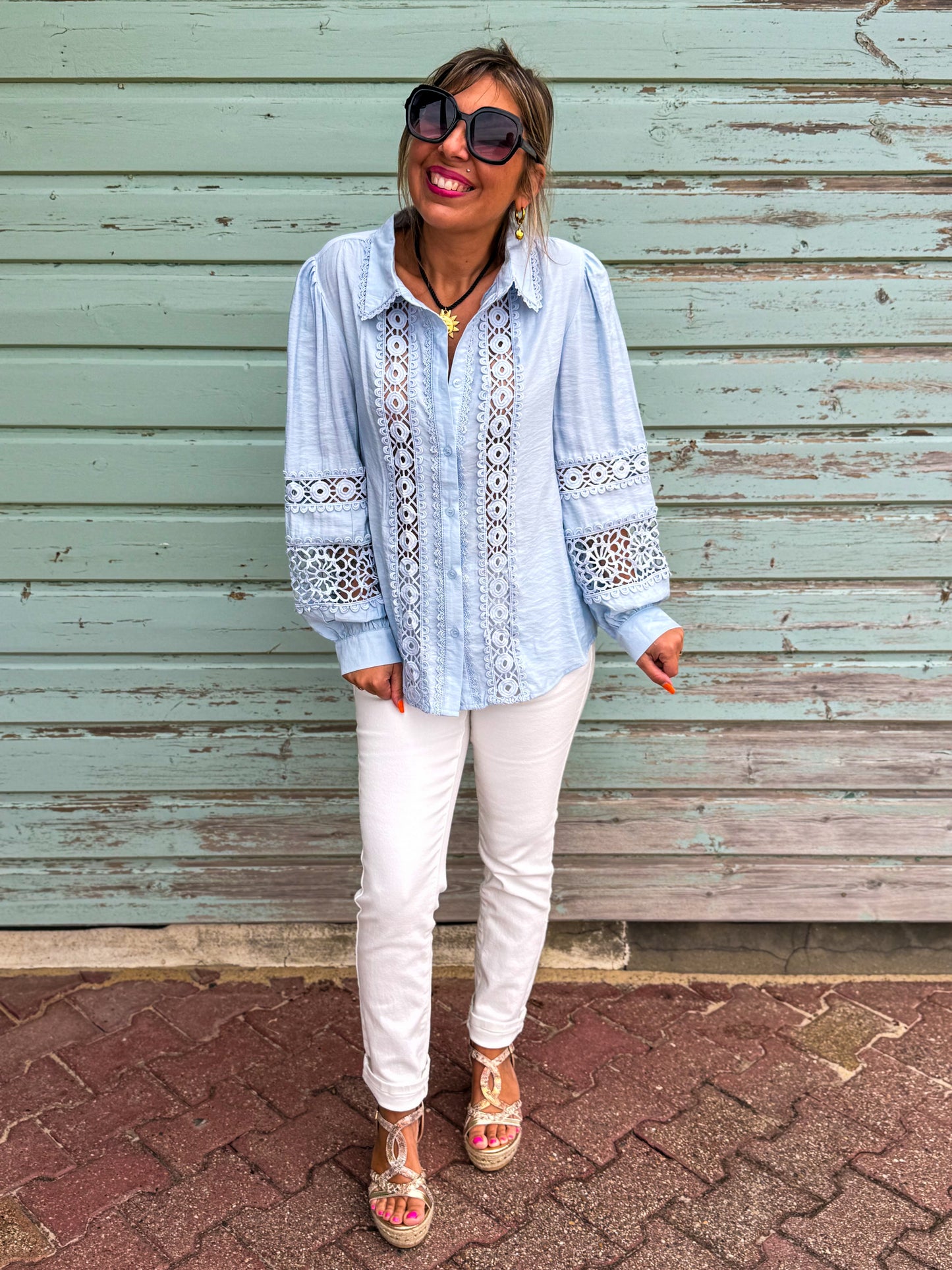 Chemise SOLENE bleu ciel