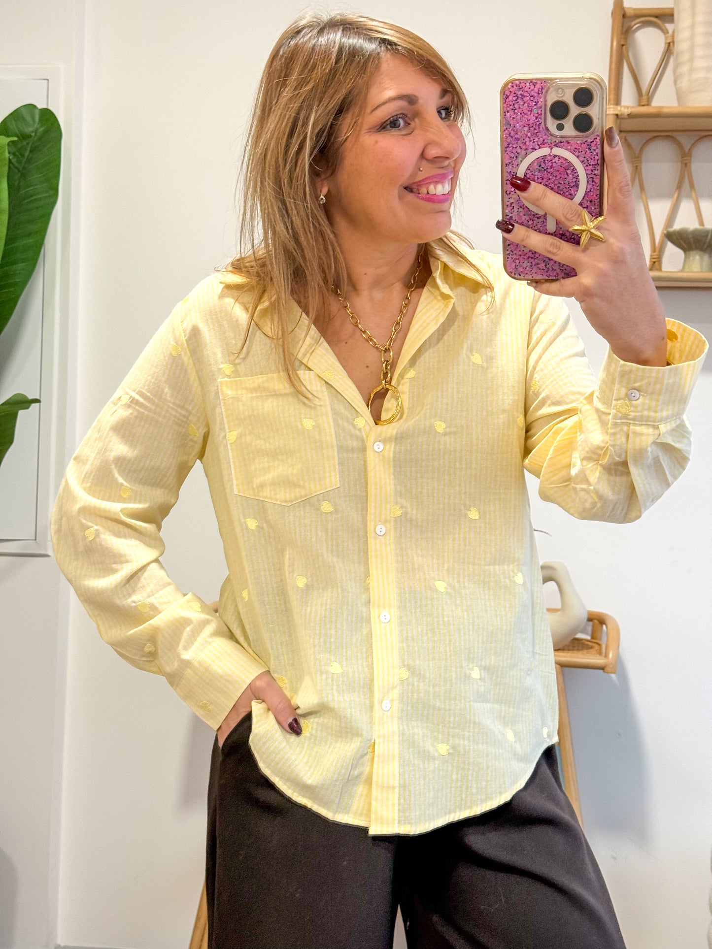 Chemise Cœurs DOUX jaune