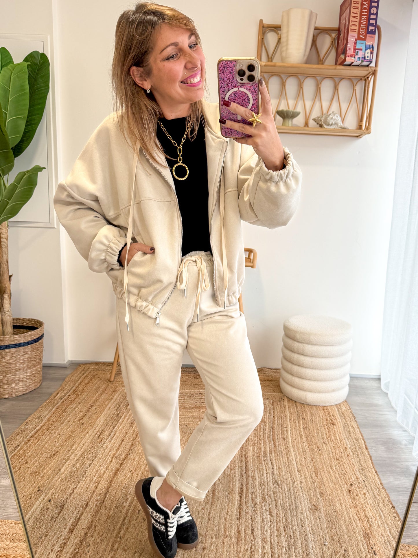 Veste zip SUEDINE beige