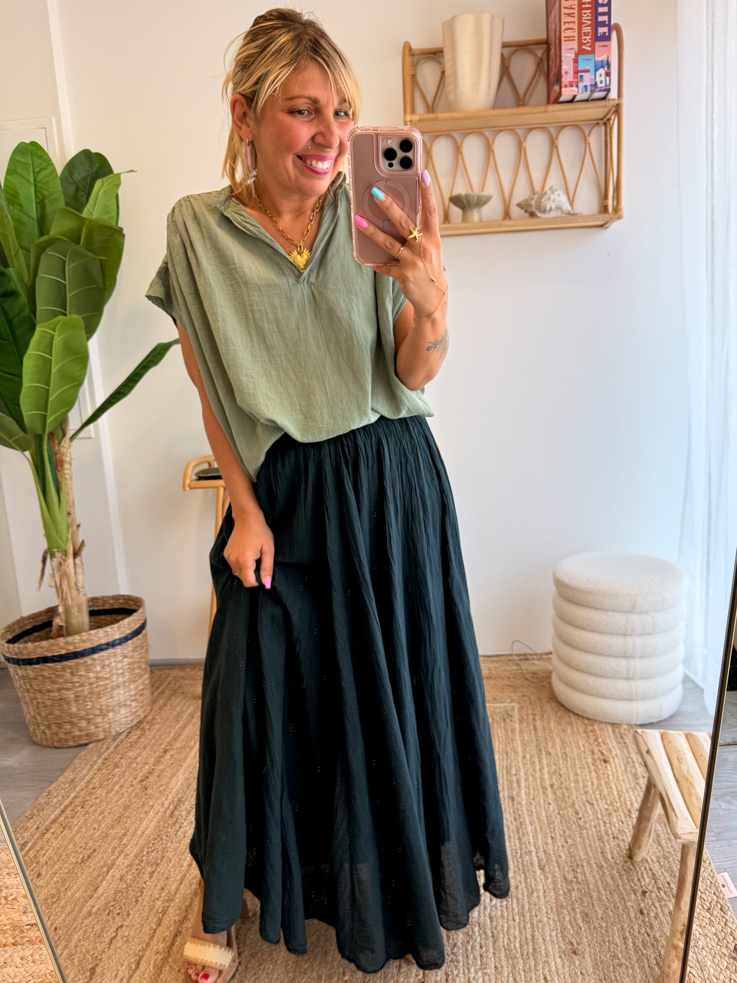 Jupe LOUISA voile de coton noir