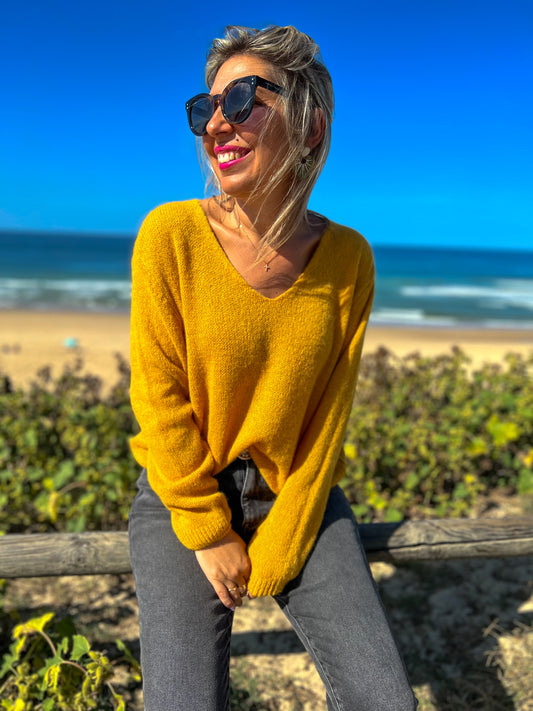 pull coco alpaga moutarde