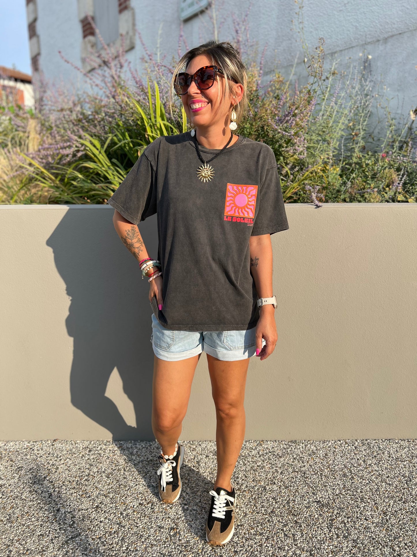 SOL🌞 t-shirt oversize noir vieilli