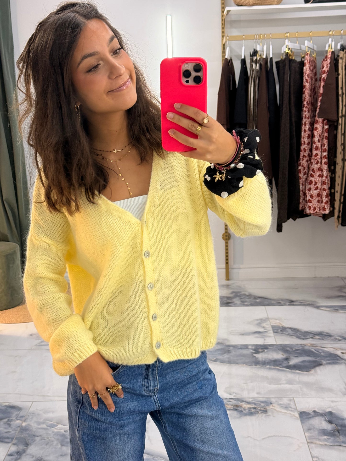 Gilet col V EMMY jaune
