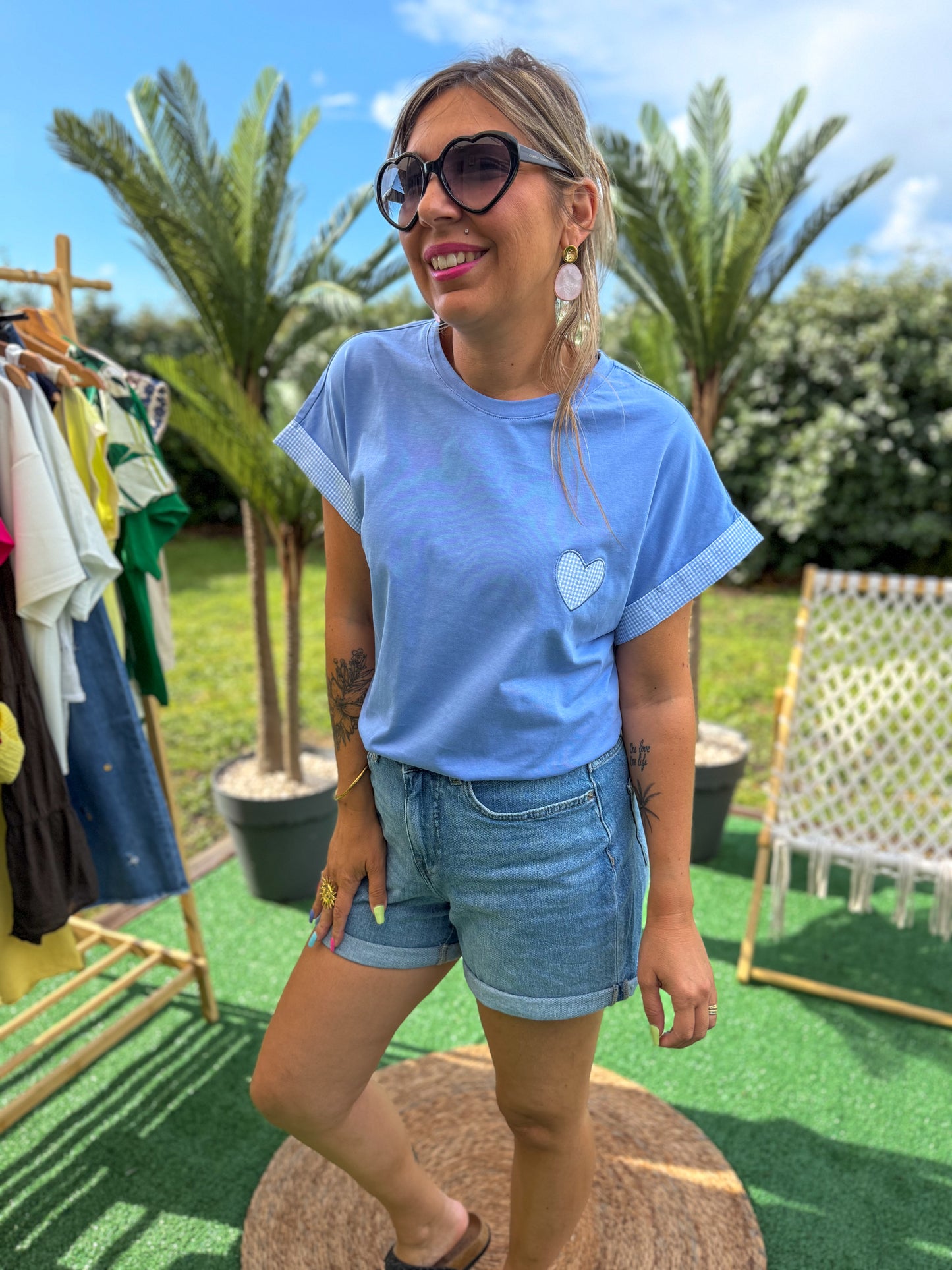 T-shirt Sweet Heart bleu