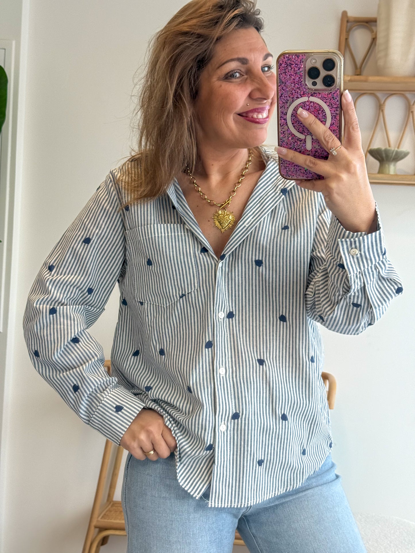 Chemise Cœurs DOUX bleu