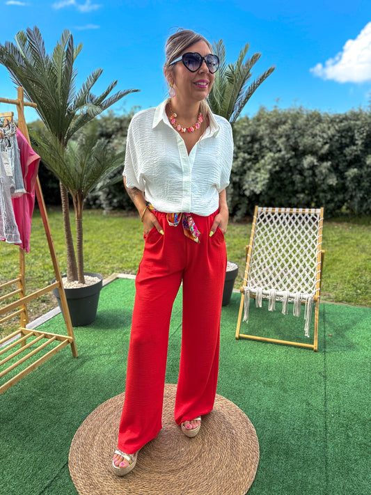 Pantalon PAULA rouge orangé
