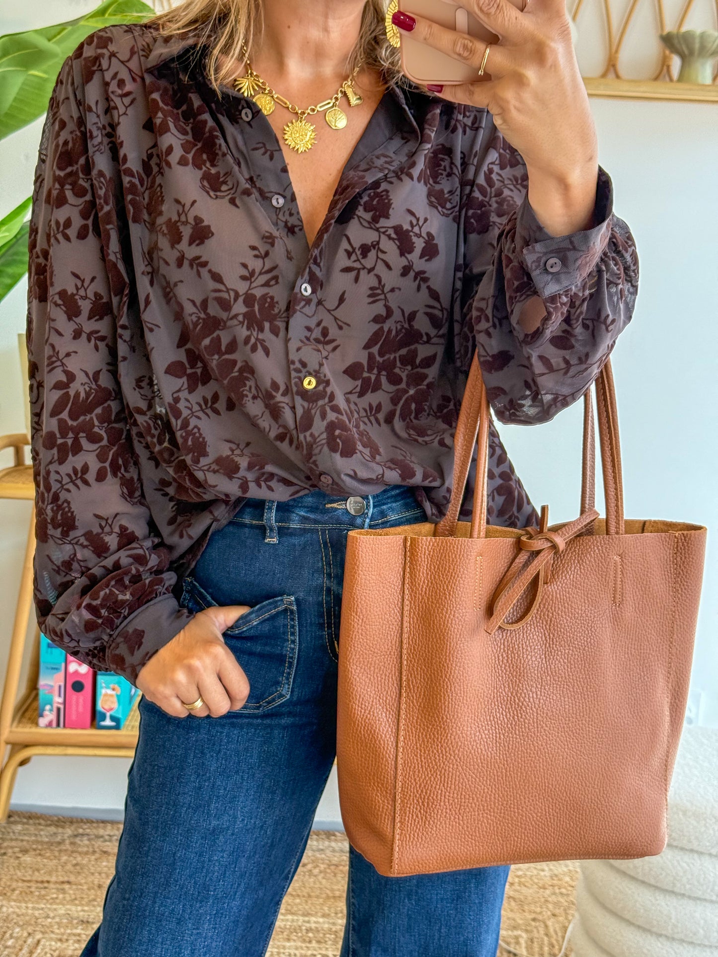 Sac DELPHINE cuir camel