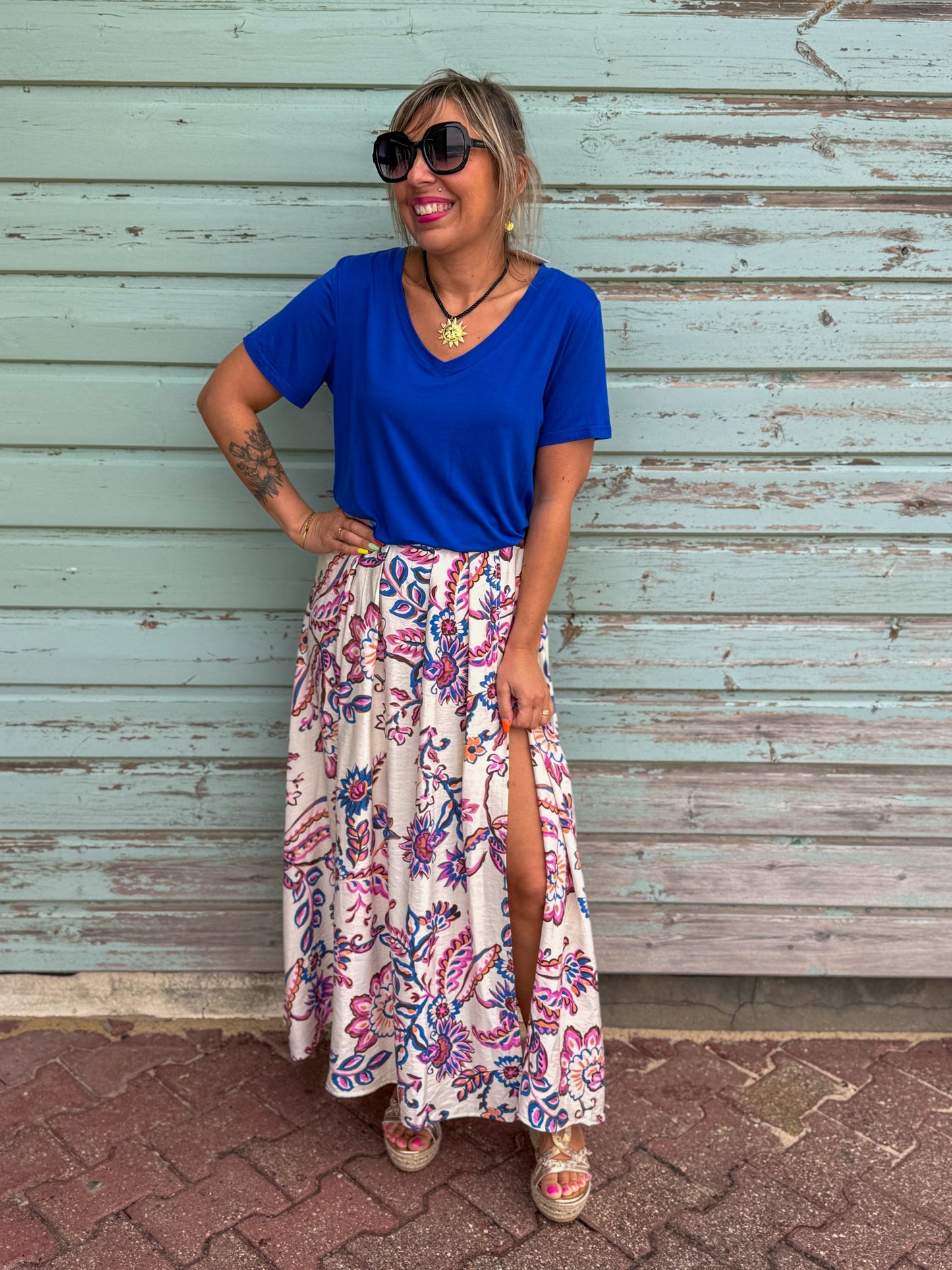 Top fluide ALIZÉE bleu roi