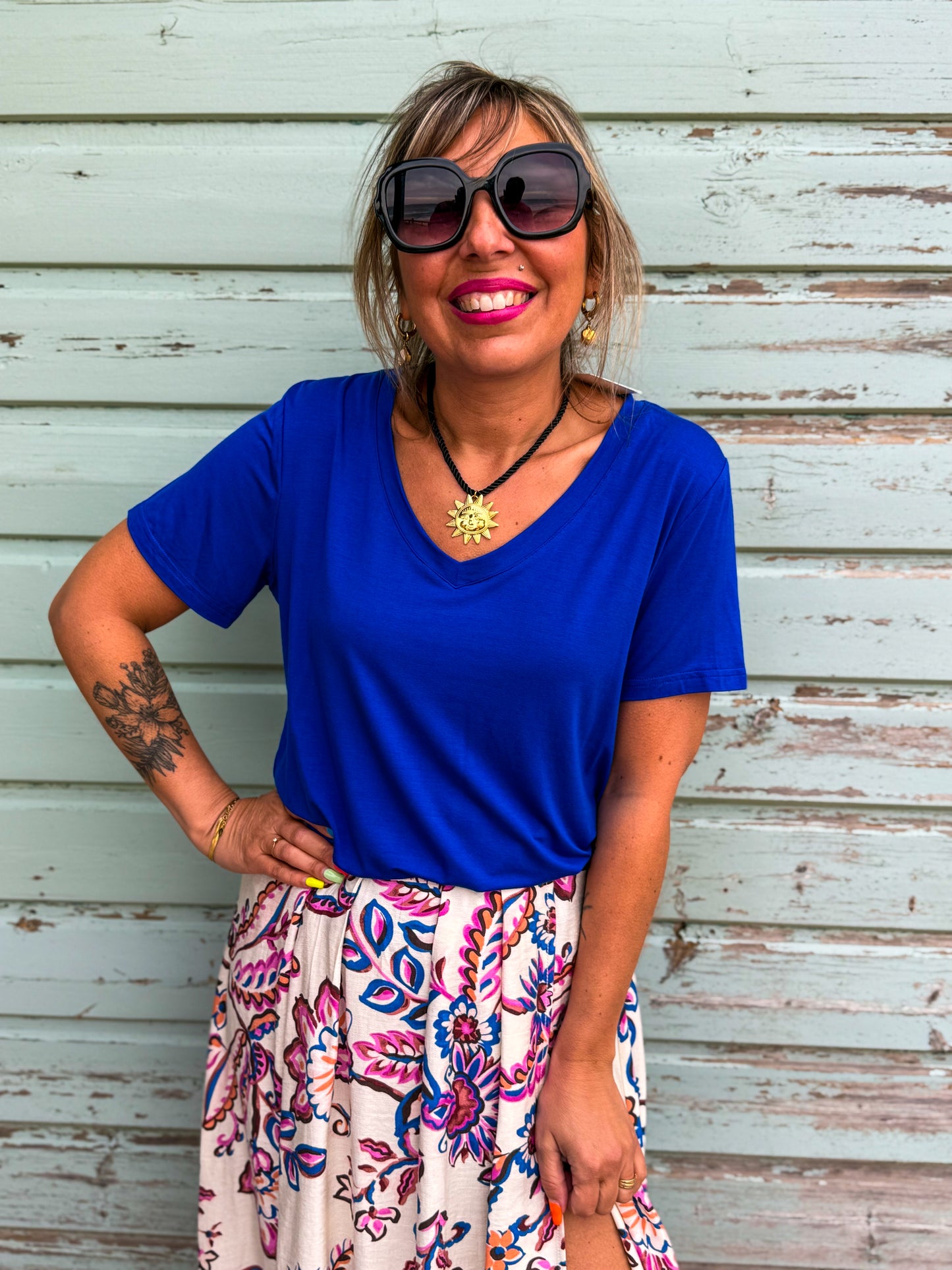 Top fluide ALIZÉE bleu roi