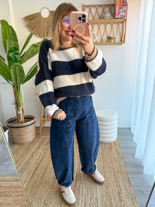 Pantalon ROMA VELOURS Bleu Marine