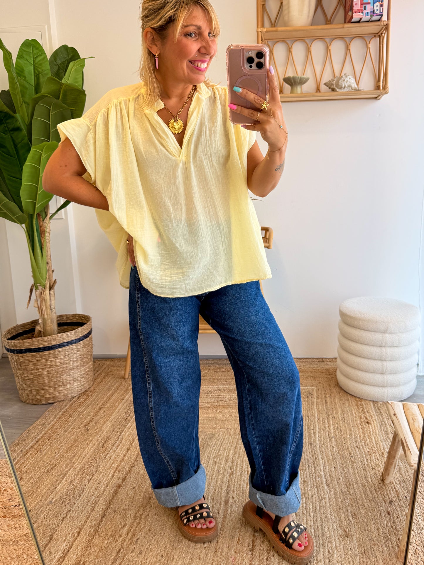 Blouse CAPRI voile de coton jaune