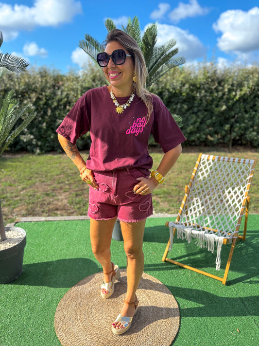 T-shirt NO BAD DAY bordeaux