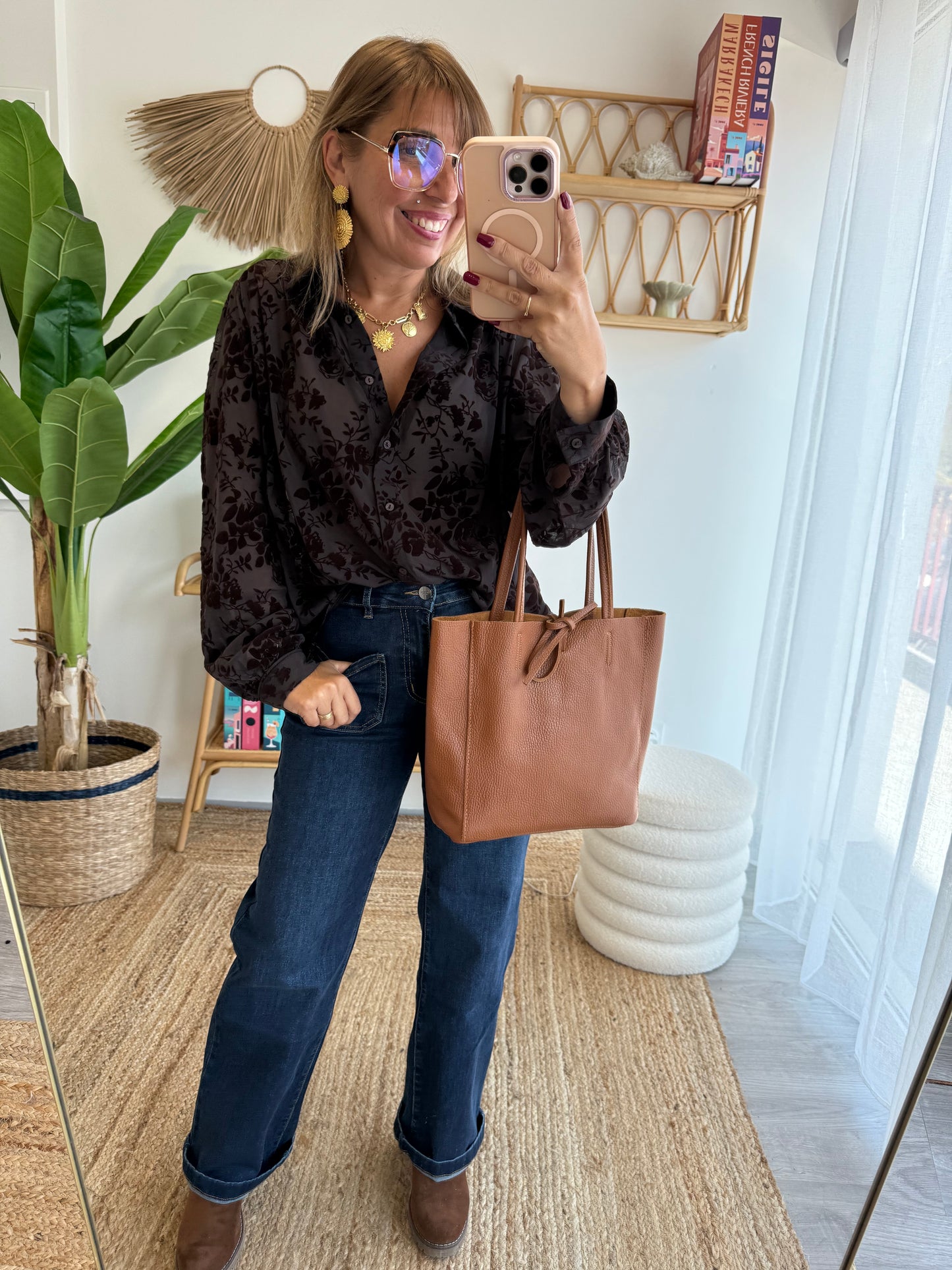 Sac DELPHINE cuir camel