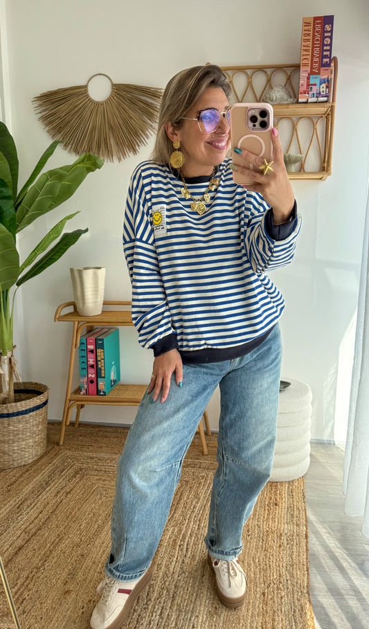 Sweat SMILEY bleu marine