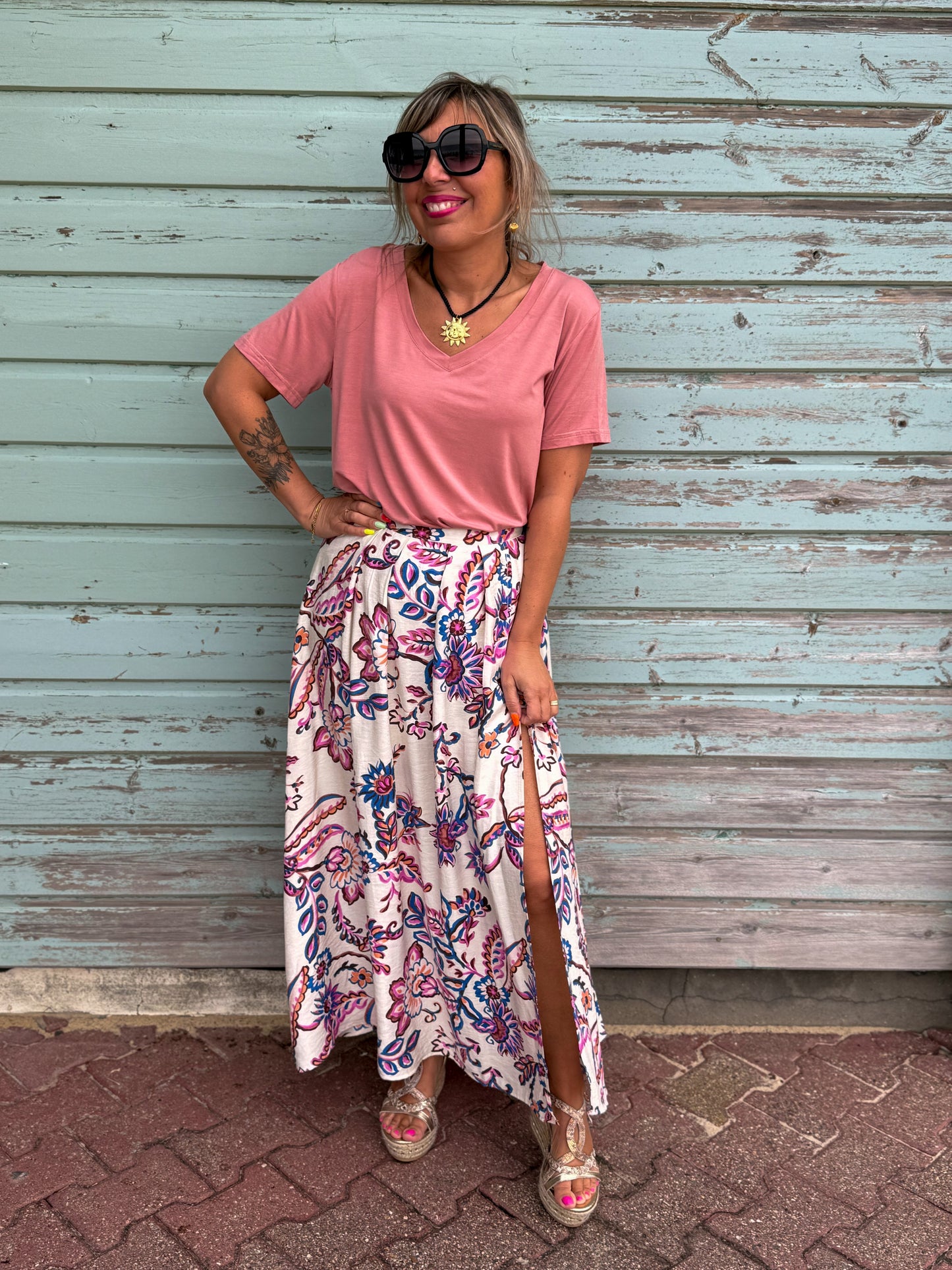 Top fluide ALIZÉE vieux rose