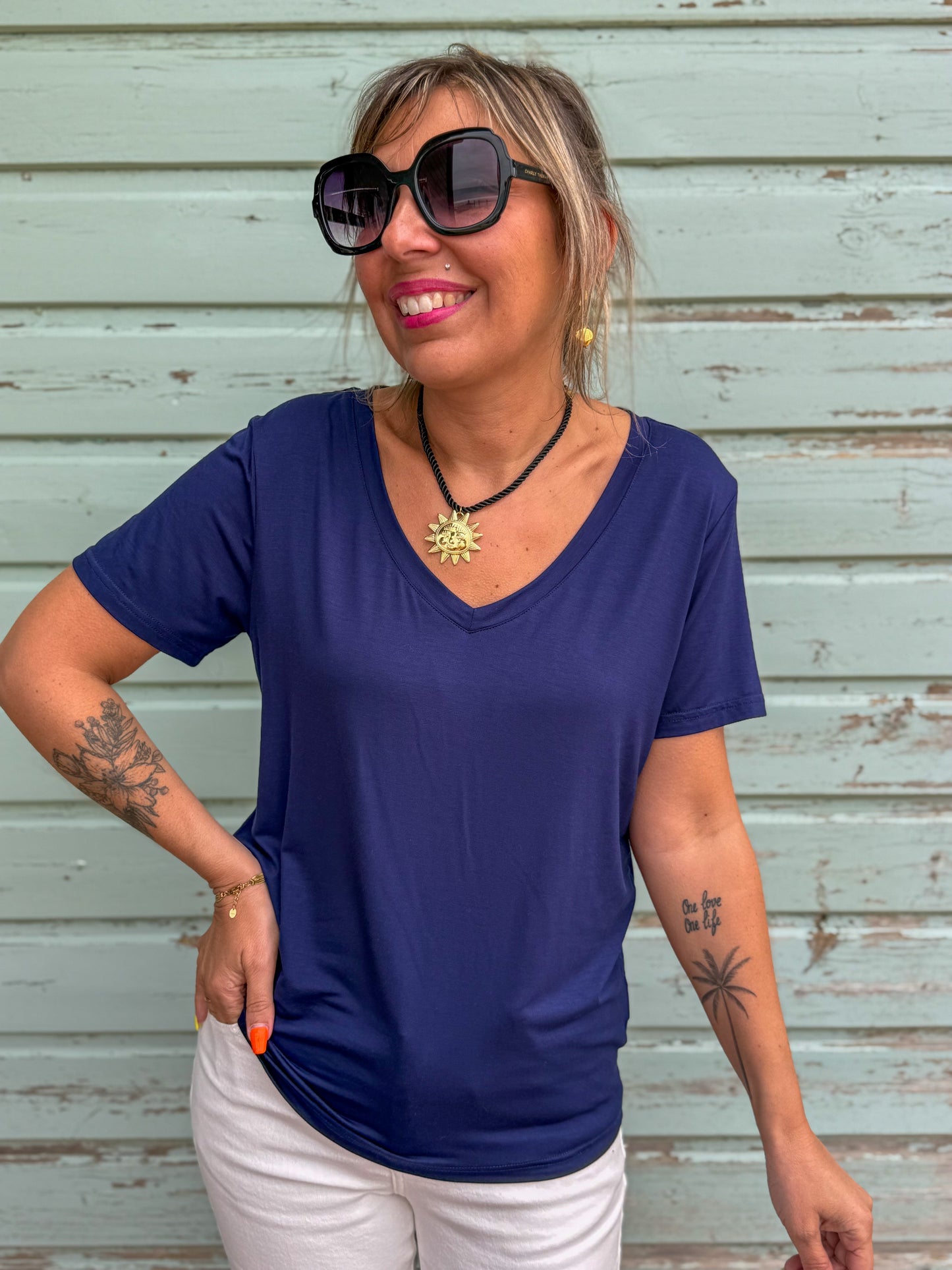 Top fluide ALIZÉE bleu marine