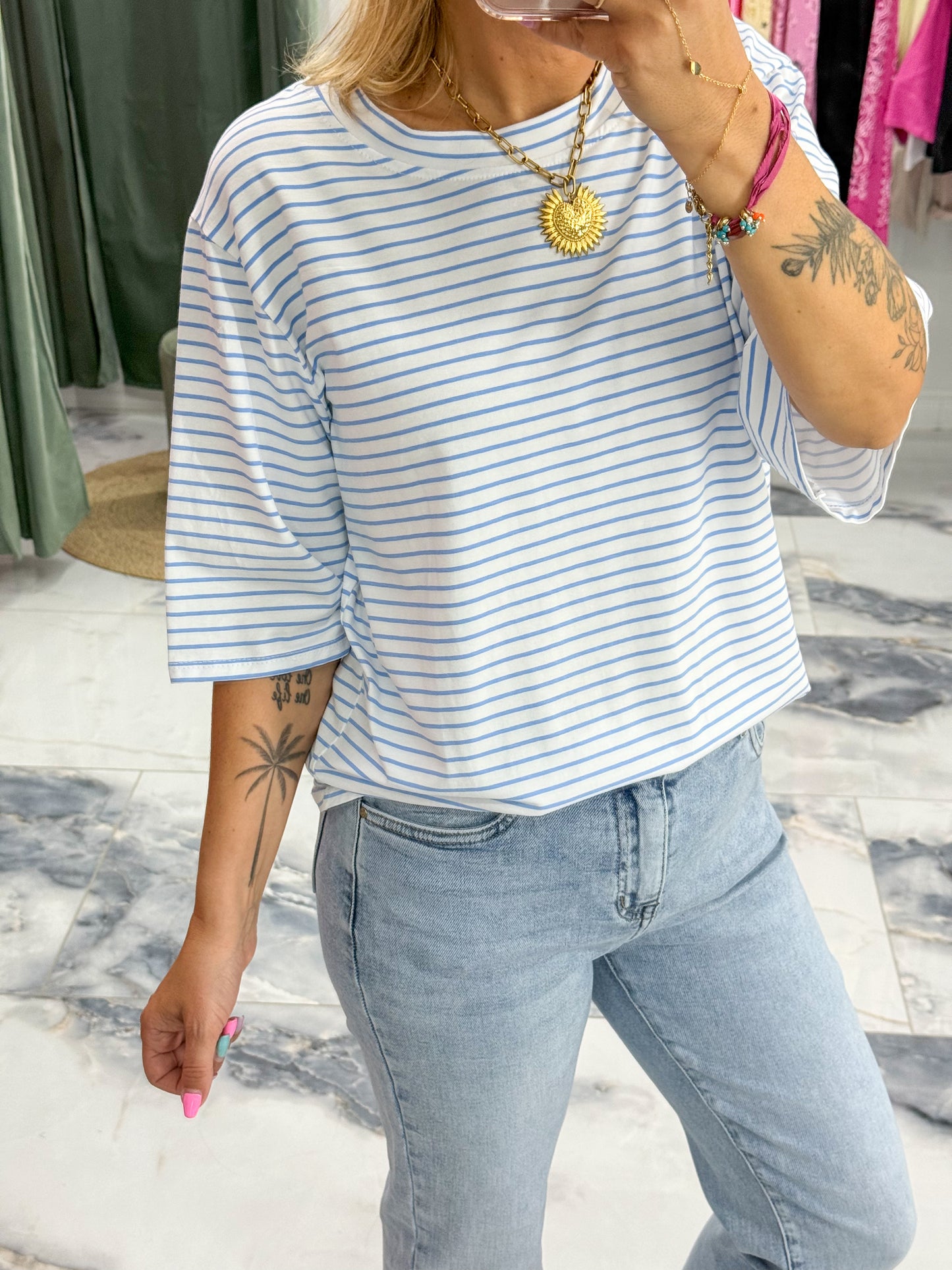 T-shirt ELISE rayé bleu