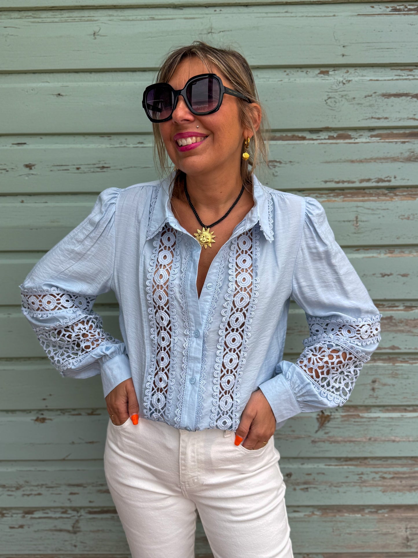 Chemise SOLENE bleu ciel
