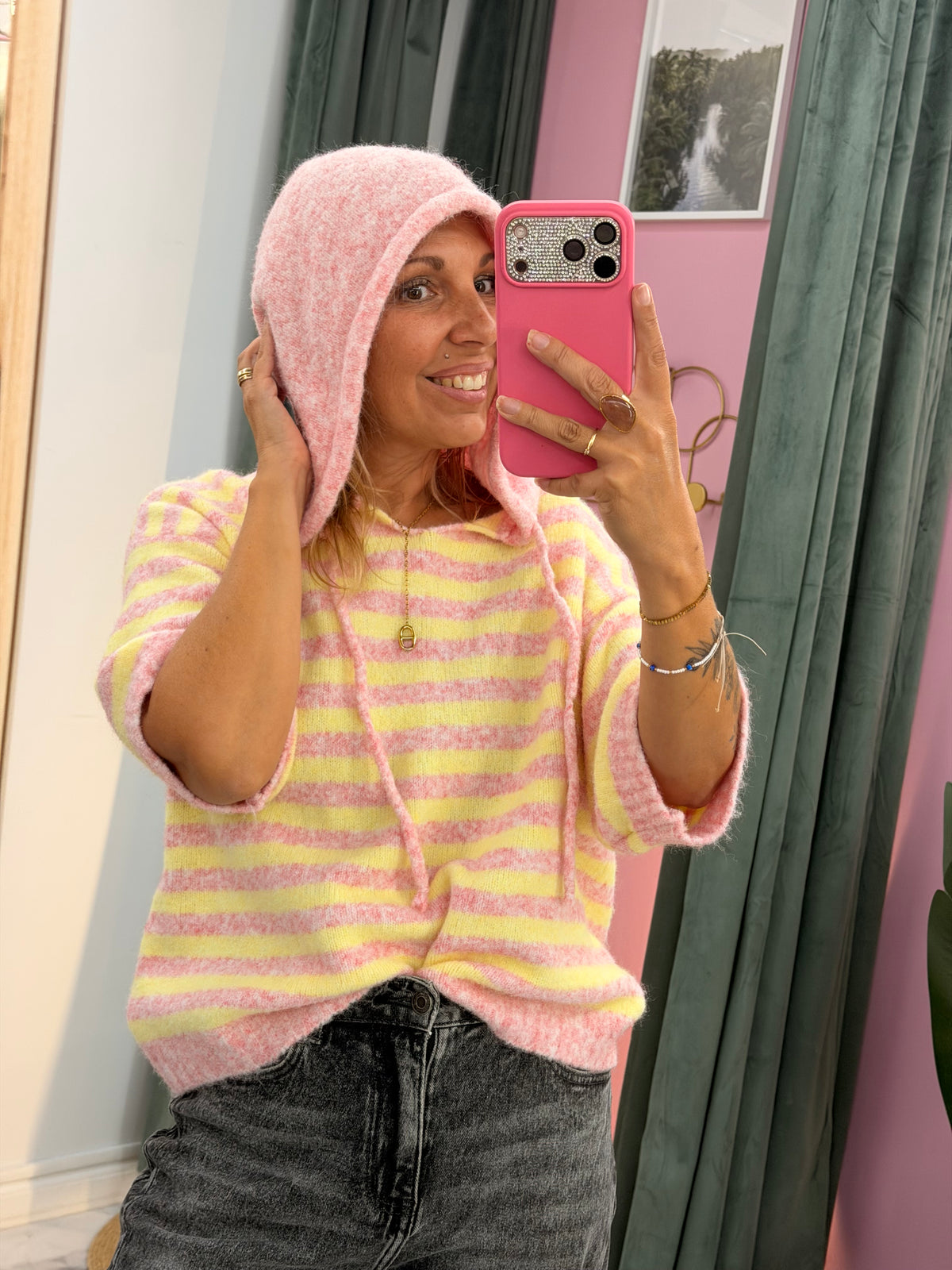 Pull SCARLET jaune/rose