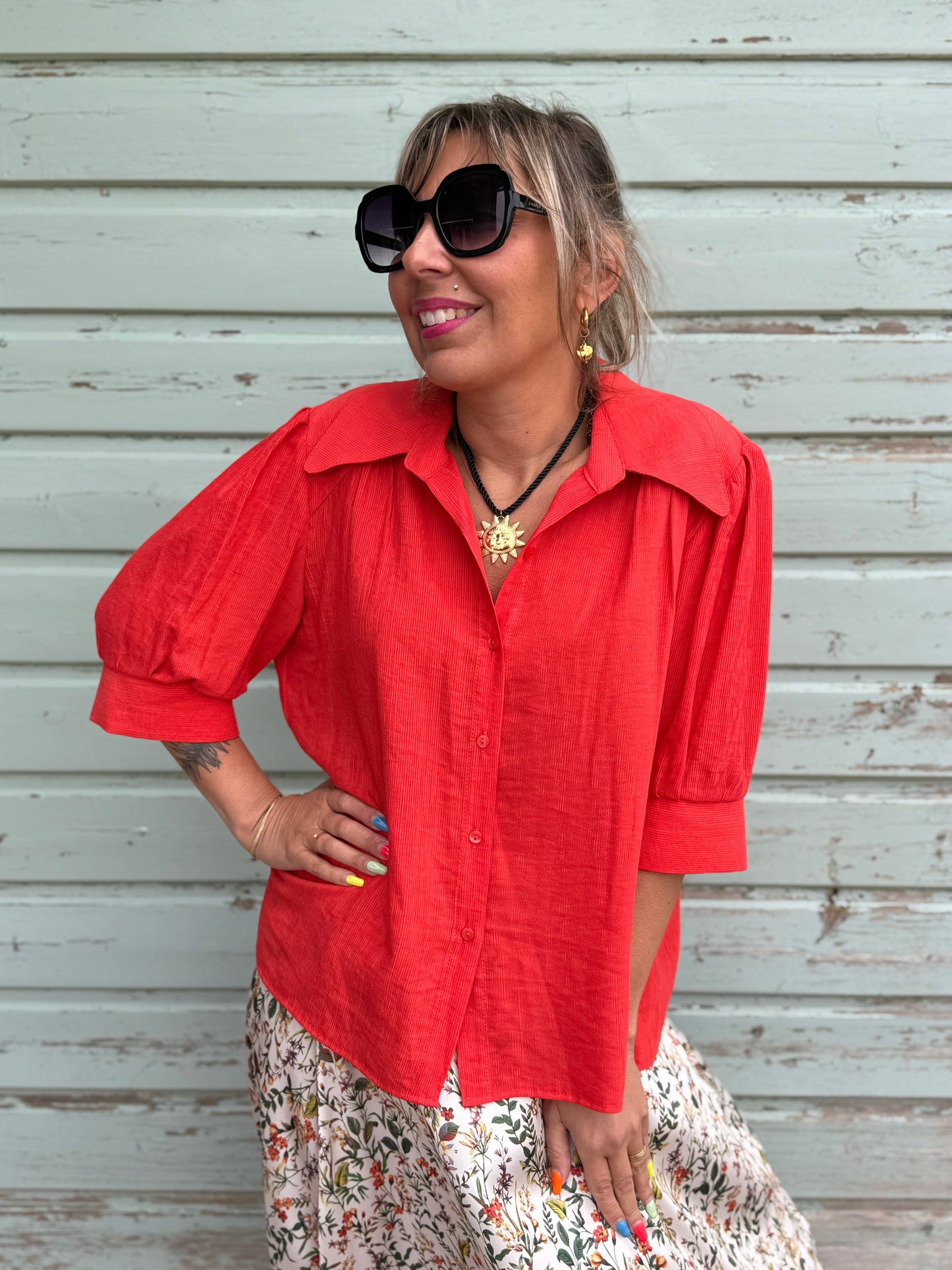Chemise LAURA rouge orangé