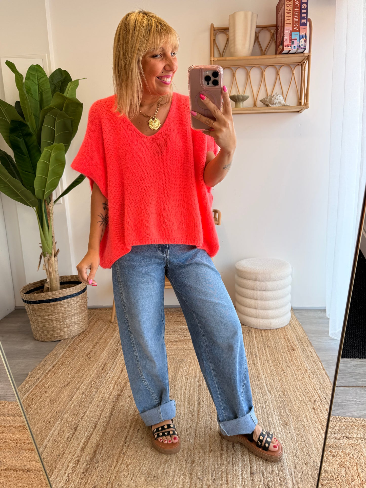 Pull ENZO corail Fluo