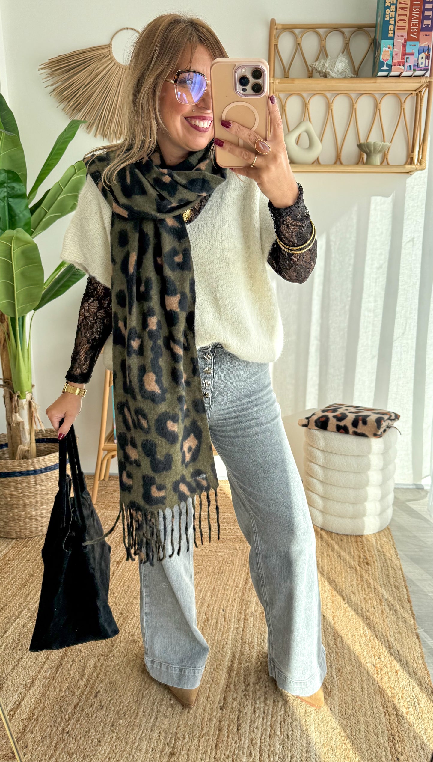 Écharpe LÉOPARD kaki