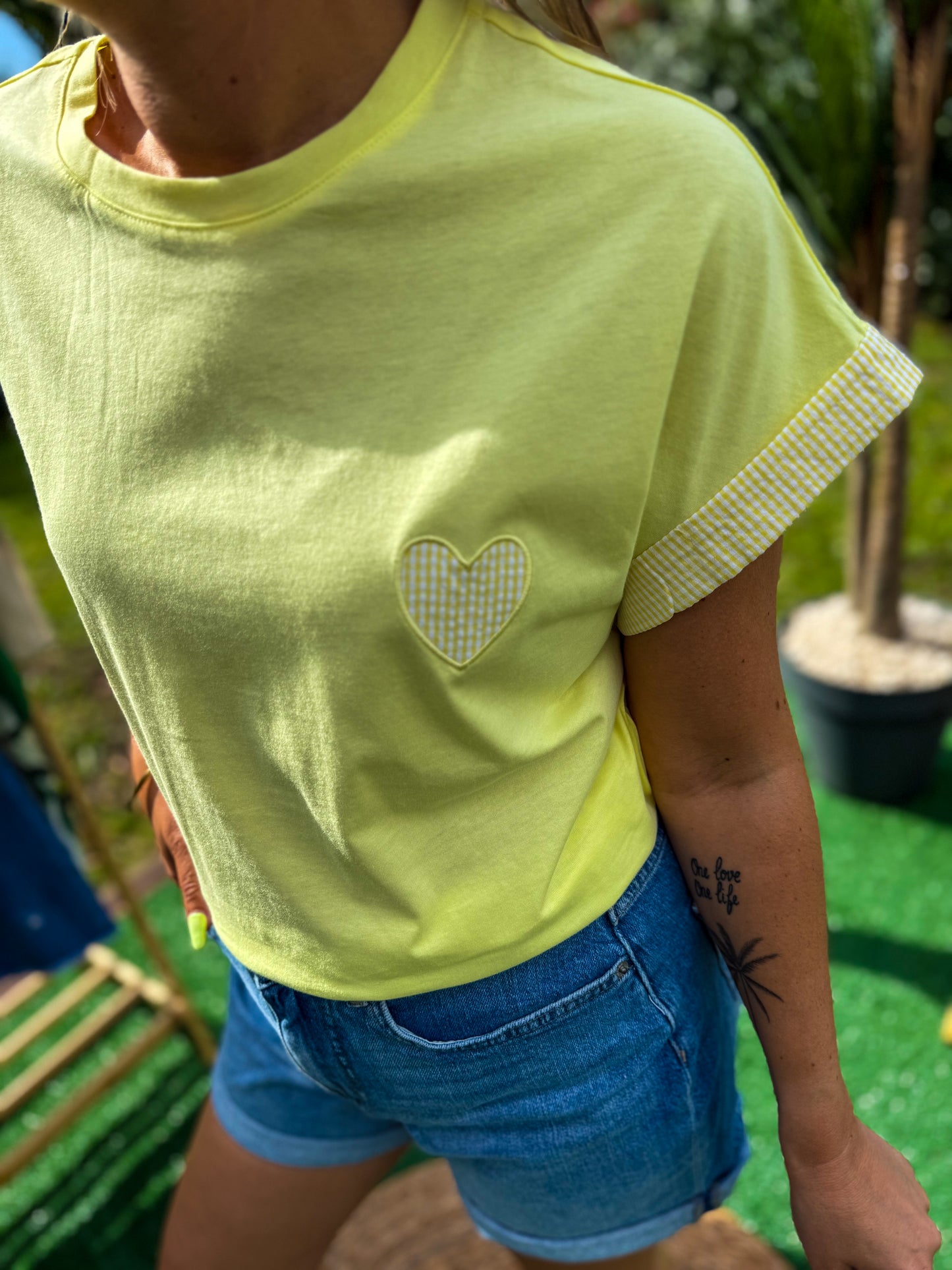 T-shirt Sweet Heart jaune