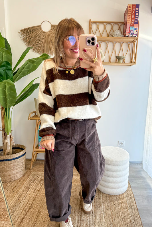 Pantalon ROMA VELOURS Choco