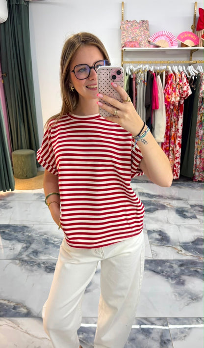 T-Shirt MARINETTE rouge/blanc