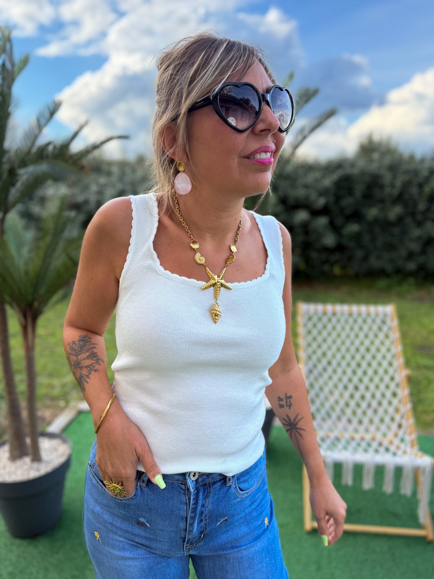 Top FANNY blanc/écru