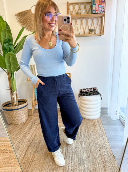 Pantalon SOLINE velours marine