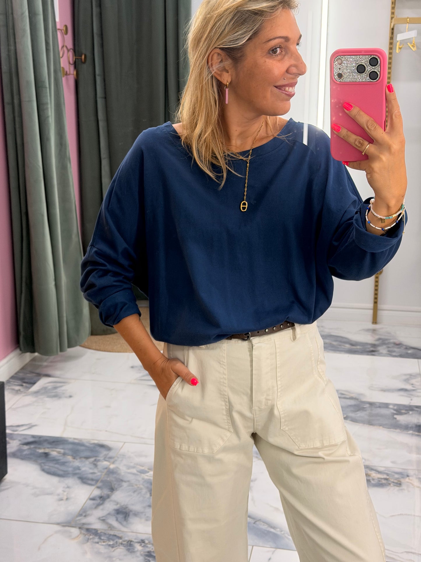 T-shirt NINON manches longues bleu marine