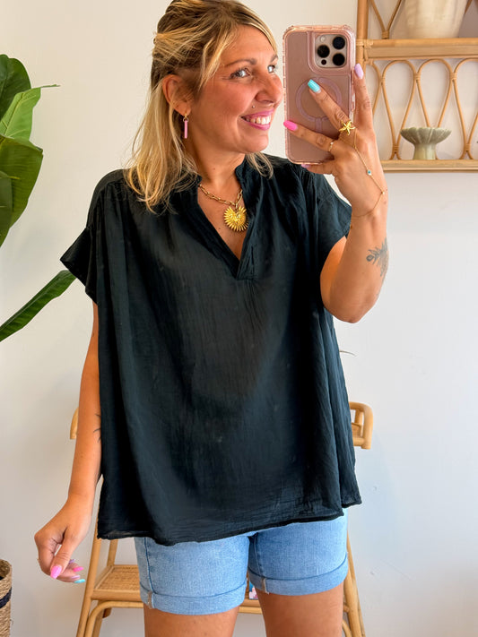 Blouse CAPRI voile de coton noir