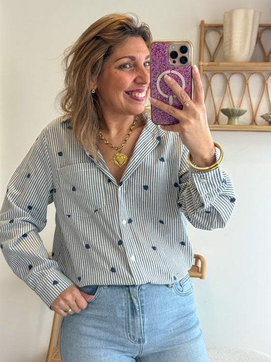 Chemise Cœurs DOUX bleu